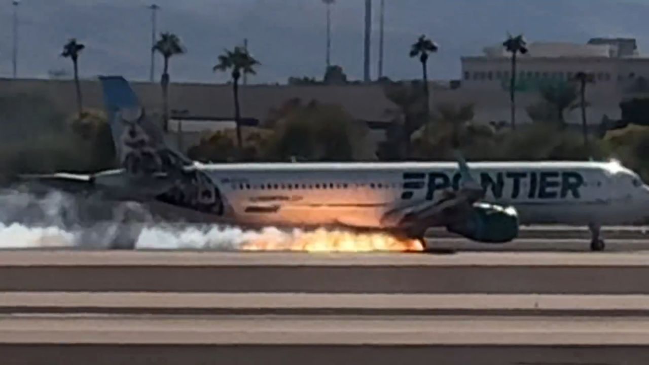 Frontier Airlines Flight Makes Hard Landing Amid Flames
